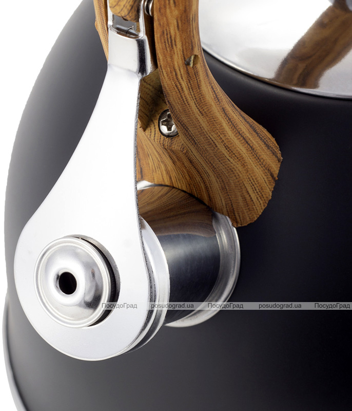 Чайник Kamille Whistling Kettle Black 2.5л з нержавіючої сталі зі свистком (чорний)