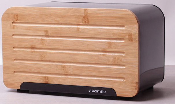Хлібниця Kamille Breadbasket Steel&Bamboo 35х20см з нержавіючої сталі