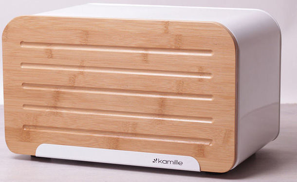Хлібниця Kamille Breadbasket Steel&Bamboo 35х20см з нержавіючої сталі