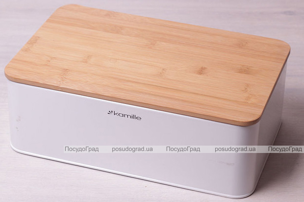 Хлібниця Kamille Breadbasket Steel&Bamboo 33х21см з нержавіючої сталі