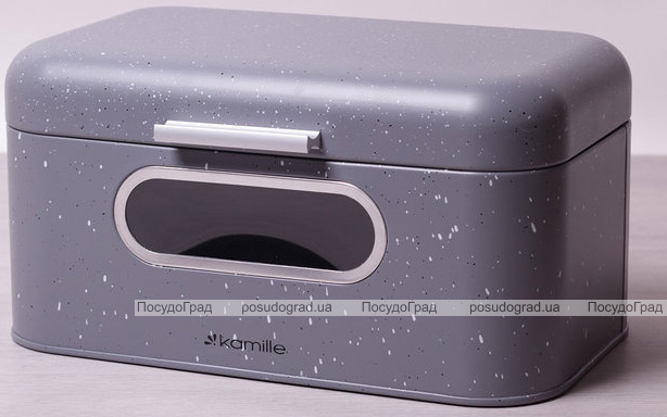Хлібниця Kamille Breadbasket Steel 30х19.5см з нержавіючої сталі з "віконцем"