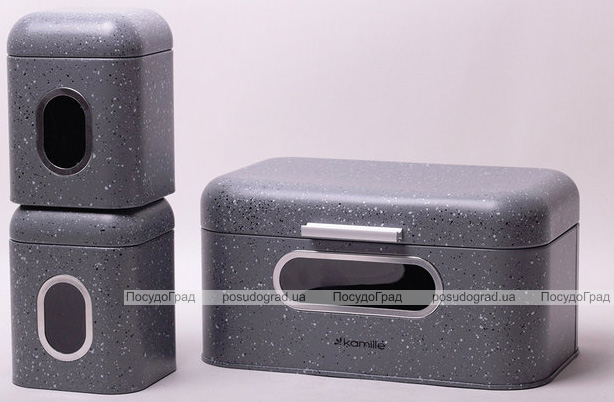 Хлебница Kamille Breadbasket Steel 30х19.5см и 2 емкости для хранения