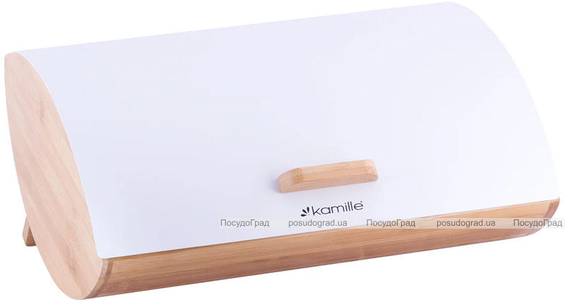 Хлібниця Kamille Breadbasket Wooden Openwork 35х25х16см бамбукова зі сталевою кришкою