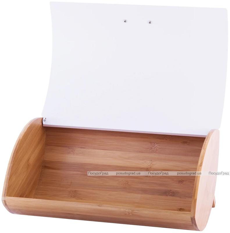 Хлібниця Kamille Breadbasket Wooden Openwork 35х25х16см бамбукова зі сталевою кришкою