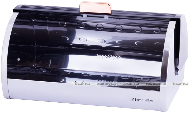 Хлібниця Kamille Breadbasket Steel&Plastic 38.5х25.5х18.5см з нержавіючої сталі з пластиковою кришкою