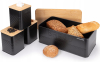 Хлібниця Kamille Black&Wood 36х22х20см з дерев'яною кришкою + 3 ємності для зберігання, чорна