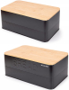 Хлібниця Kamille Black&Wood 36х22х20см з дерев'яною кришкою + 3 ємності для зберігання, чорна