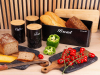 Хлібниця Kamille Black&Wood 36х22х20см з дерев'яною кришкою + 3 ємності для зберігання, чорні