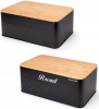 Хлібниця Kamille Black&Wood 36х22х20см з дерев'яною кришкою + 3 ємності для зберігання, чорні