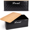Хлібниця Kamille Black&Wood 36х22х20см з дерев'яною кришкою + 3 ємності для зберігання, чорні