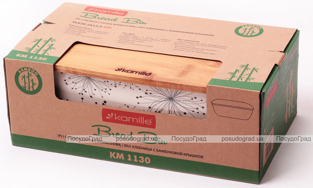 Хлібниця Kamille 36х20.2см з бамбукового волокна з бамбуковою кришкою