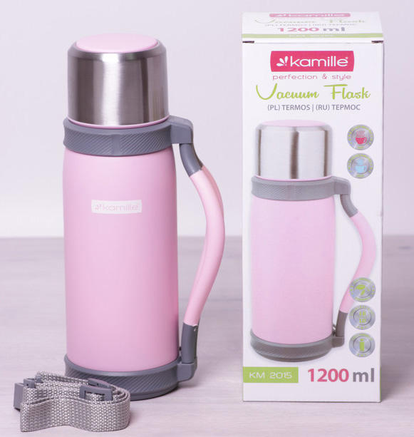 Термос Kamille Perfection&Style 1200мл з ремінцем і ручкою