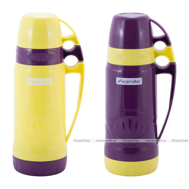 Термос Kamille Glass Violet 600мл дзеркальна колба і 2 чашки