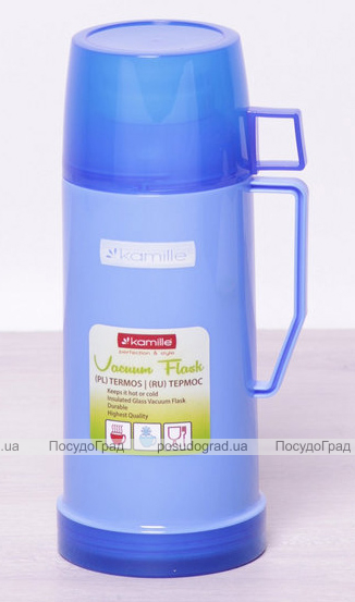 Термос Kamille Glass 600мл дзеркальна колба з 2 чашками