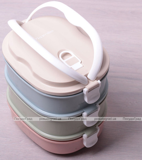 Ланч-бокс Kamille Food Box 3 ємності по 700 мл, 20х14.5х18.5см