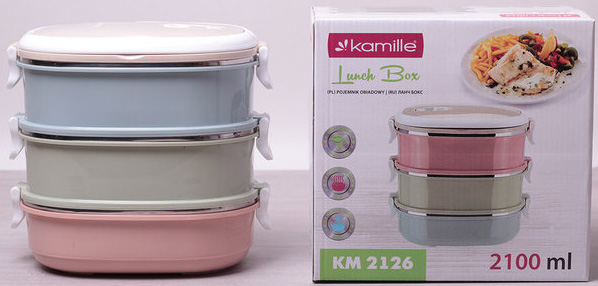 Ланч-бокс Kamille Food Box 3 ємності по 700 мл, 20х14.5х18.5см