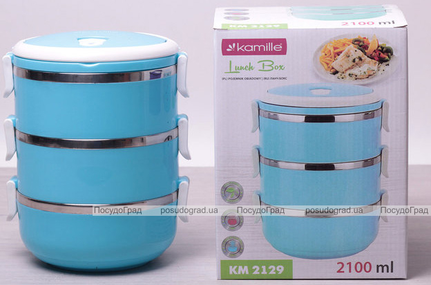 Ланч-бокс Kamille Food Box 3 ємності по 700 мл, 16.5х15х20см