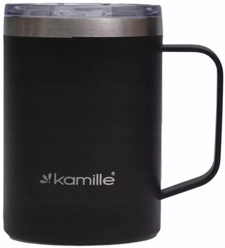 Термокружка Kamille Black 360мл з ручкою, чорна