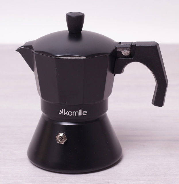 Кавоварка гейзерна Kamille Black 150мл з широким дном