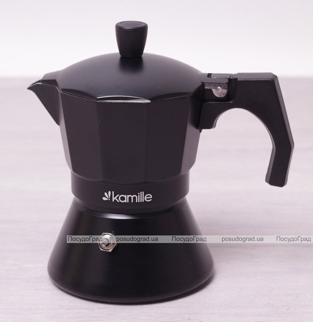 Кавоварка гейзерна Kamille Black 150мл з широким дном