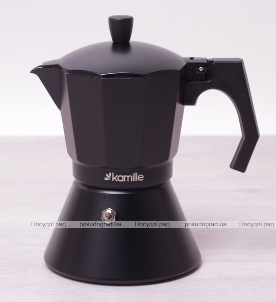 Кофеварка гейзерная Kamille Black 300мл с широким дном