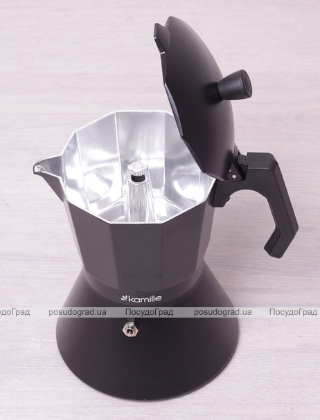 Кофеварка гейзерная Kamille Black 300мл с широким дном