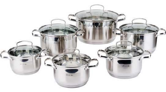 Набір каструль Kamille Classic 6 каструль 1.5л, 2х2.5л, 2х3.5л, 6л з кришками