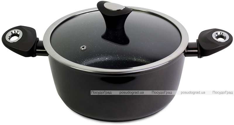 Каструля Kamille Black Gotland 4л з мармуровим антипригарним покриттям