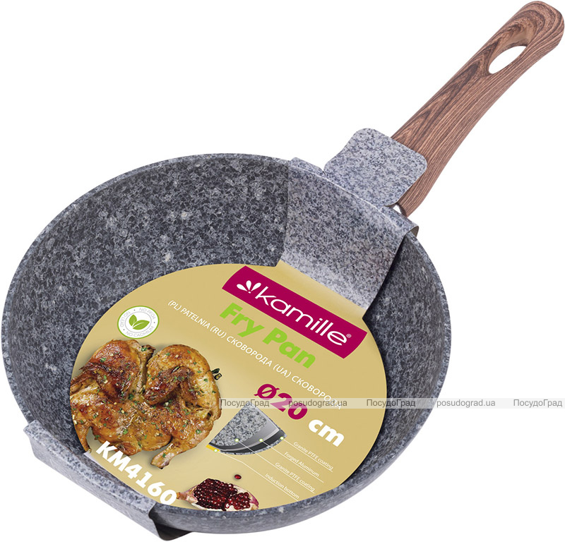 Сковорода Kamille Grey Marble Ø20см індукційна з антипригарним покриттям