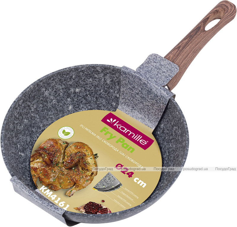 Сковорода Kamille Grey Marble Ø24см індукційна з антипригарним покриттям