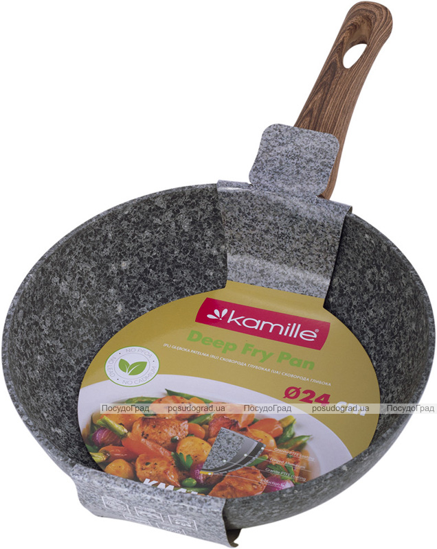 Сковорода-сотейник Kamille Grey Marble Ø24см індукційна з антипригарним покриттям