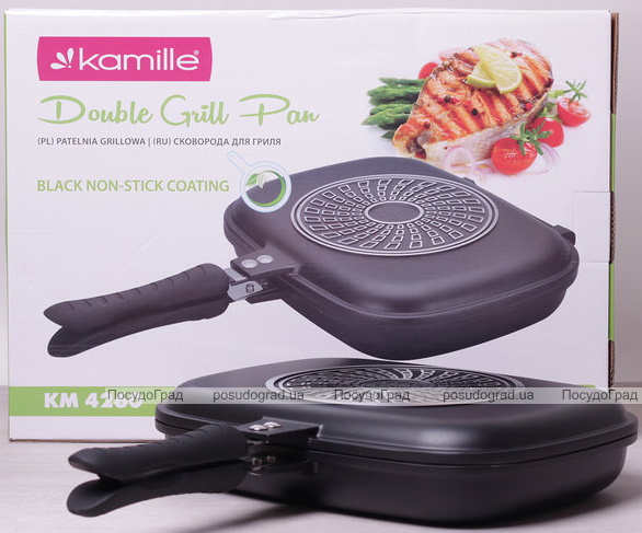 Сковорода-гриль Kamille Grill Pan двостороння 32х24см