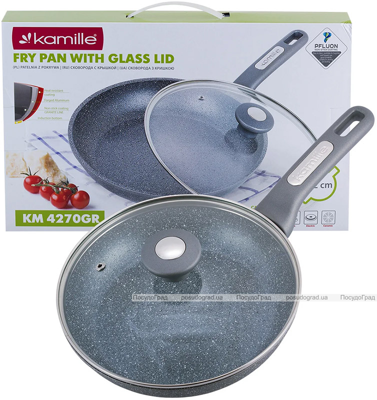 Сковорода Kamille Granite Ø22см з кришкою