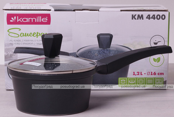 Ківш Kamille Casserole 1.2л зі скляною кришкою
