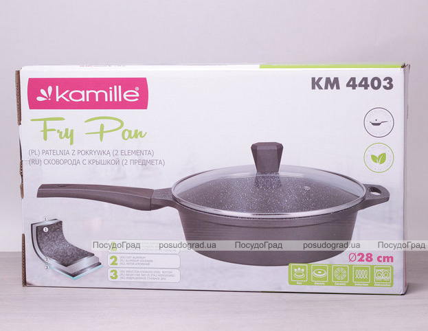 Сковорода-сотейник Kamille Fry Pan Ø28см з мармуровим антипригарним покриттям