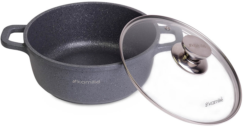 Каструля Kamille Landes Grey 6.5л з литими алюмінієвими ручками