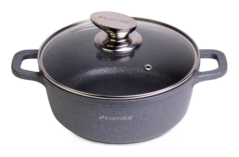 Каструля Kamille Landes Grey 4.5л з литими алюмінієвими ручками