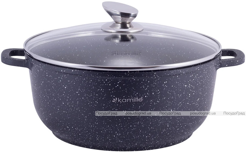 Набор 3 кастрюли Kamille Landes Black 2.3л, 4.5л, 6.5л, с двумя прихватками