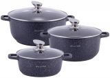Набор 3 кастрюли Kamille Landes Black 2.3л, 4.5л, 6.5л, с двумя прихватками