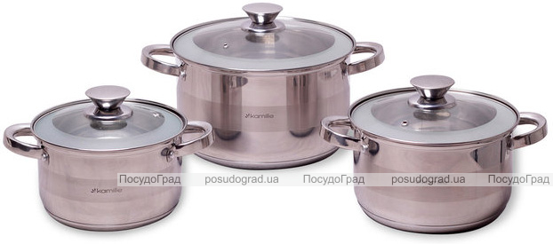 Набор 3 кастрюли Kamille Springfield 2.9л, 3.9л, 6.5л с крышками