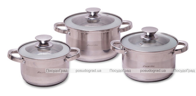 Набор 3 кастрюли Kamille Springfield 2.1л, 2.9л, 3.9л с крышками