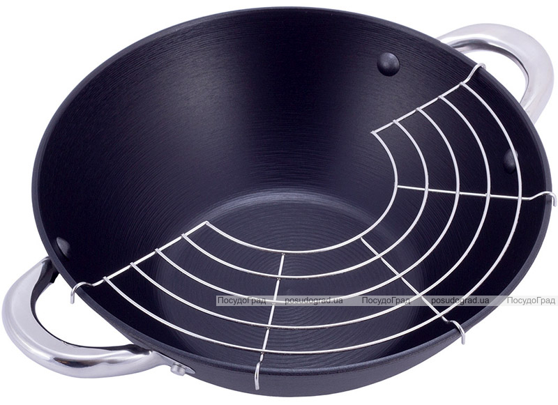 Казан чавунний "Wok" 3.6л, з антипригарним покриттям і аромо-кришкою