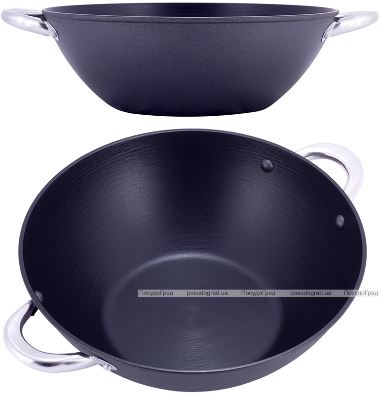 Казан чавунний "Wok" 4.5л, з антипригарним покриттям і аромо-кришкою