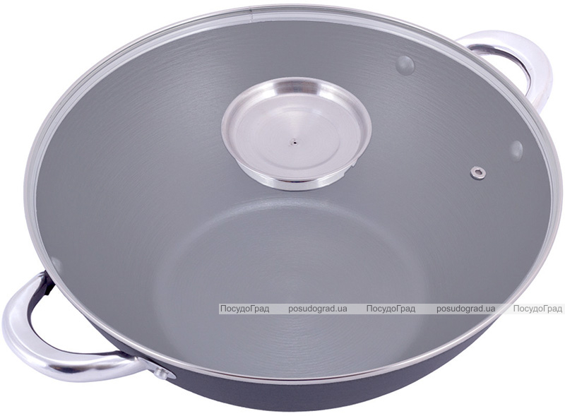 Казан чавунний "Wok" 4.5л, з антипригарним покриттям і аромо-кришкою