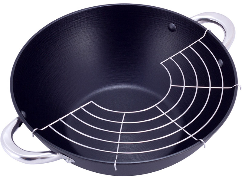 Казан чавунний "Wok" 4.5л, з антипригарним покриттям і аромо-кришкою