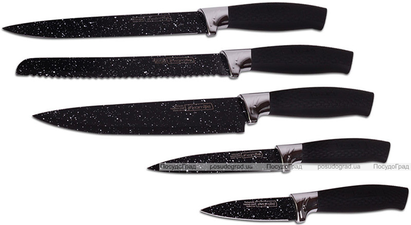 Набір кухонних ножів Kamille Shrenky Black 5 предметів в колоді