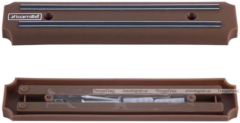 Набор 3 кухонных ножа Kamille Oryen Brown на магнитной планке