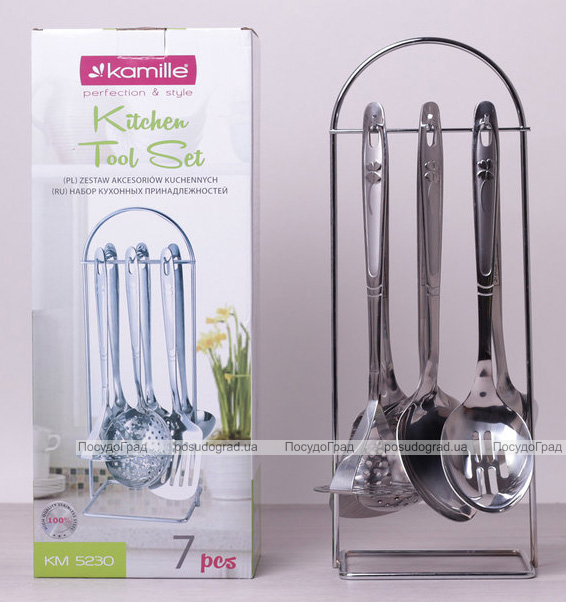 Набор кухонных аксессуаров Kamille Crystal на металлической подставке (7 предметов)