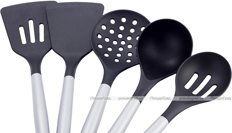 Набір кухонного приладдя Kamille Kitchen Utensils 5 аксесуарів на сталевий підставці