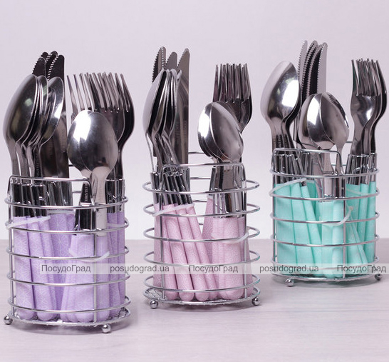 Набір столових приборів Kamille Elegance Set 24 предмета і підставка сталева